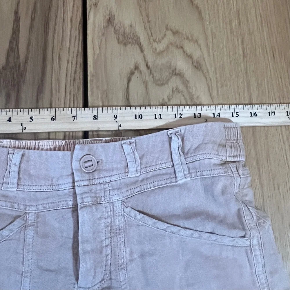 Free People Utility Pants Women Size Small Pink Linen Blend Herringbone Boho